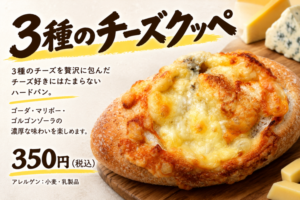 3種のチーズクッペ🧀