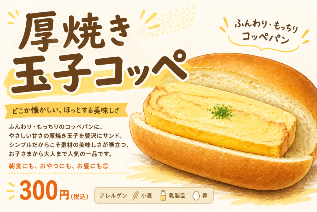 厚焼きたまごコッペ