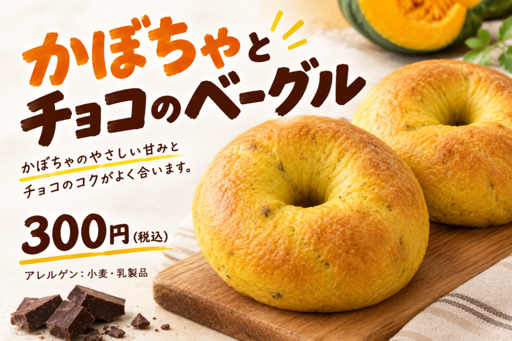 かぼちゃとチョコのベーグル🎃