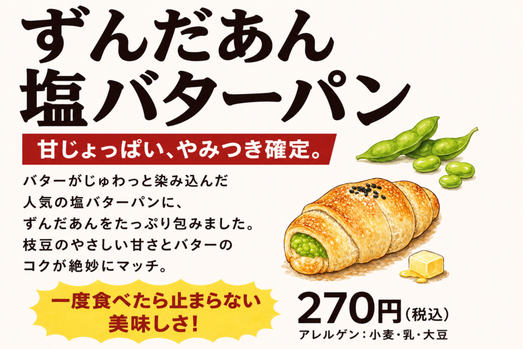 ずんだあん塩バターパン