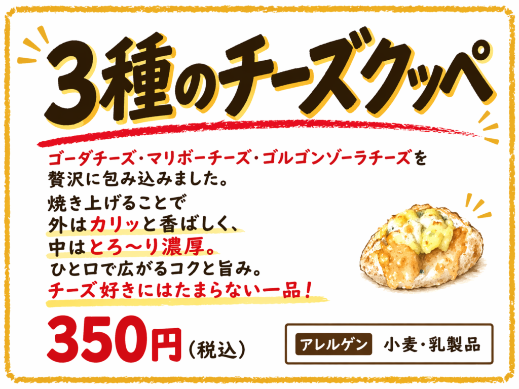 3種のチーズクッペ