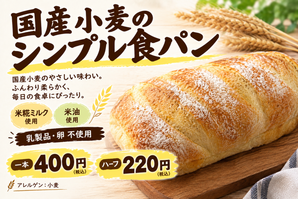 国産小麦のシンプルパン(フル)