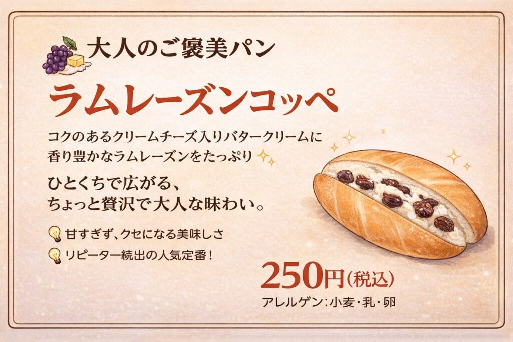 ラムレーズンコッペ🍇